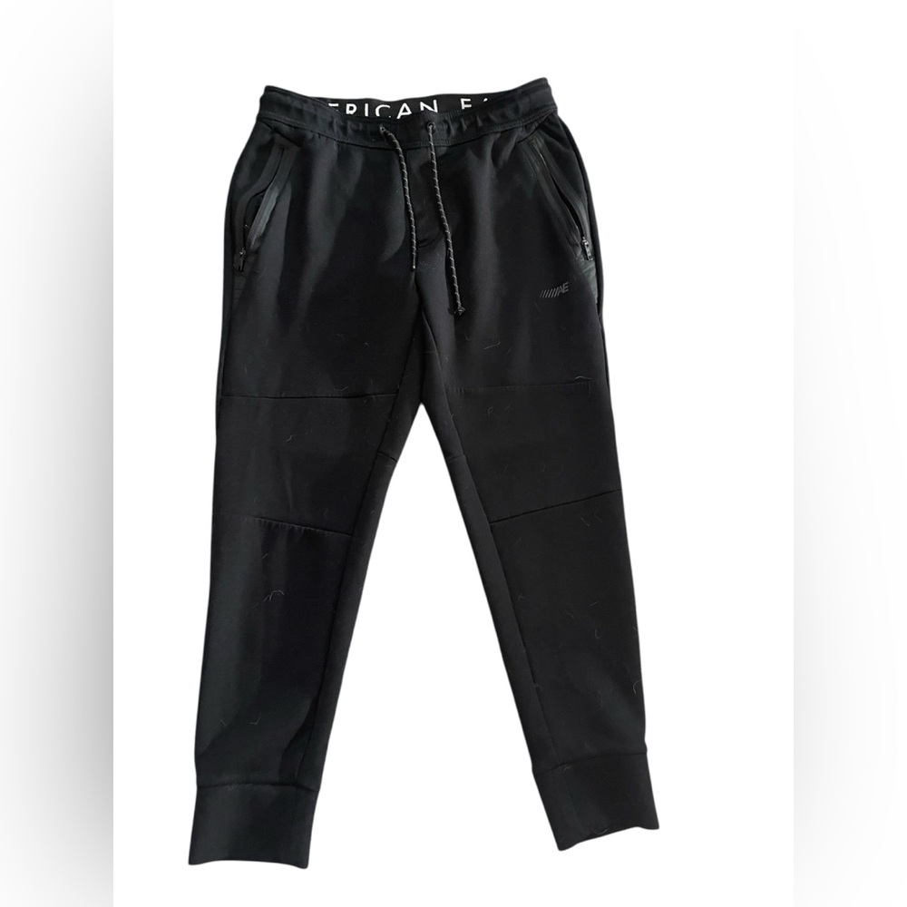 American Eagle Joggers Mens M Elastic Waist Stretch Black Athleisure